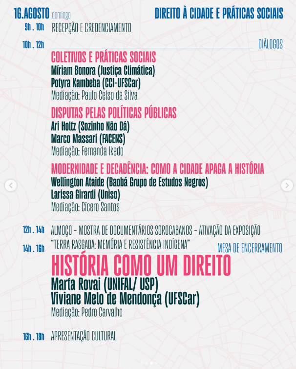 Programação do dia 2 da 1ª Bienal Repensar Sorocaba