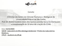 Convite - Comemoração 10 anos de Criação do Centro de Ciências Humanas e Biológicas.